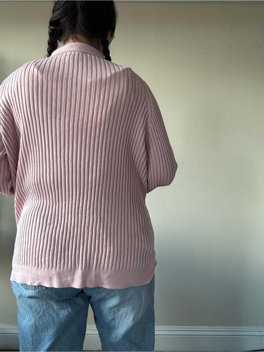 Athleta Soft Pink Ribbed Knit Polo Sweater - Picture 4 of 8